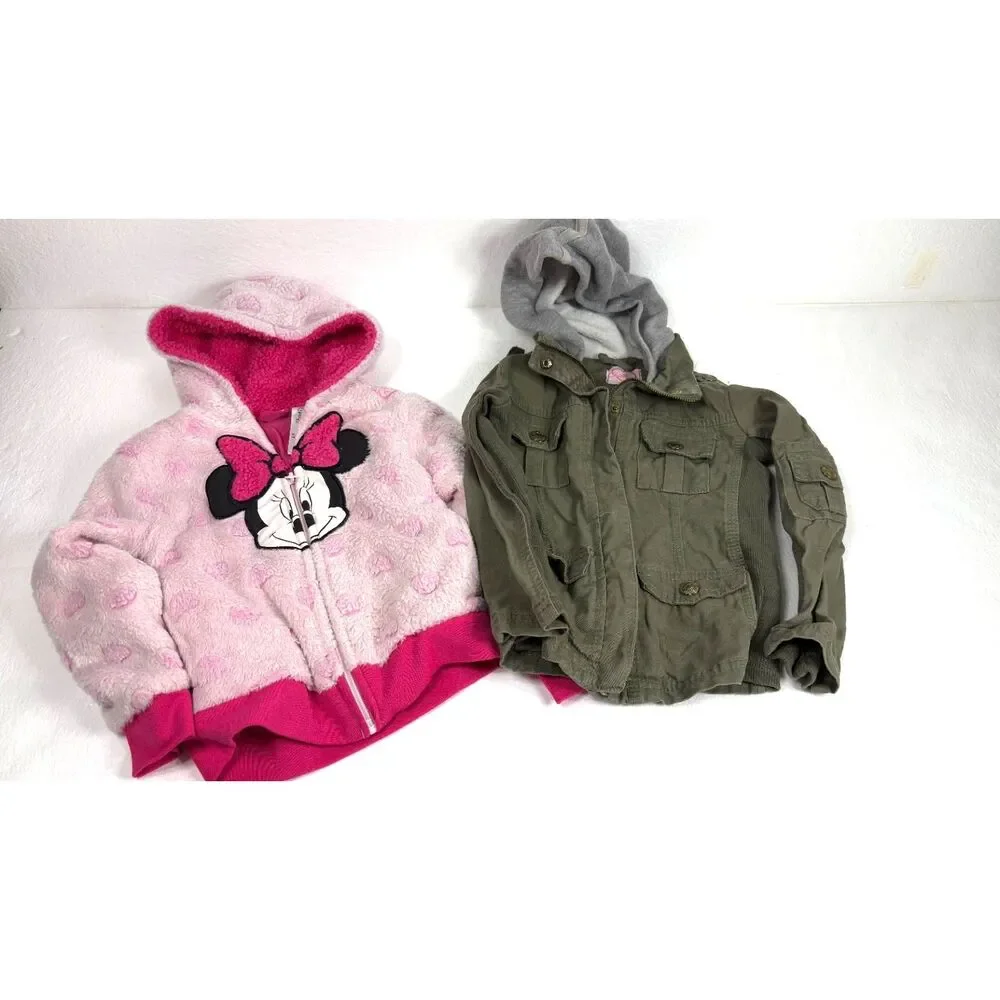 Girls 2 Jackets Coats Size 4T Disney Minnie Mouse Pink Chillipop Olive Green